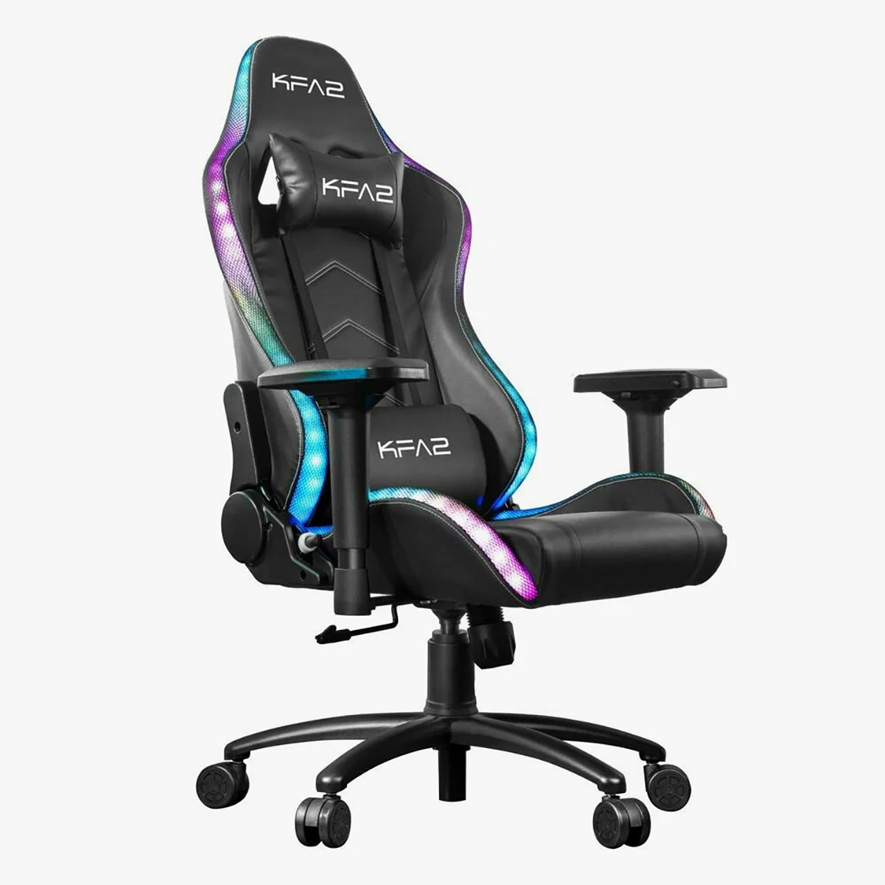 Кресло с подсветкой KFA2 Gaming Chair 01 RGB SE. Диоды управляются пультом. Цена — 17 493 ₽