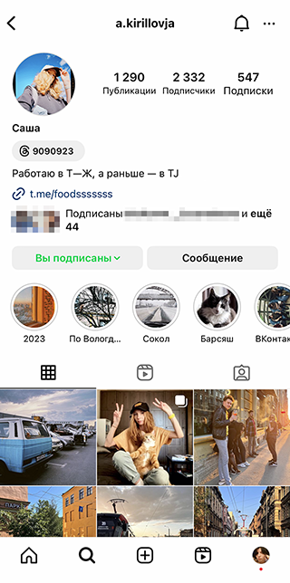 Профиль в Threads* и в «Инстаграме»*