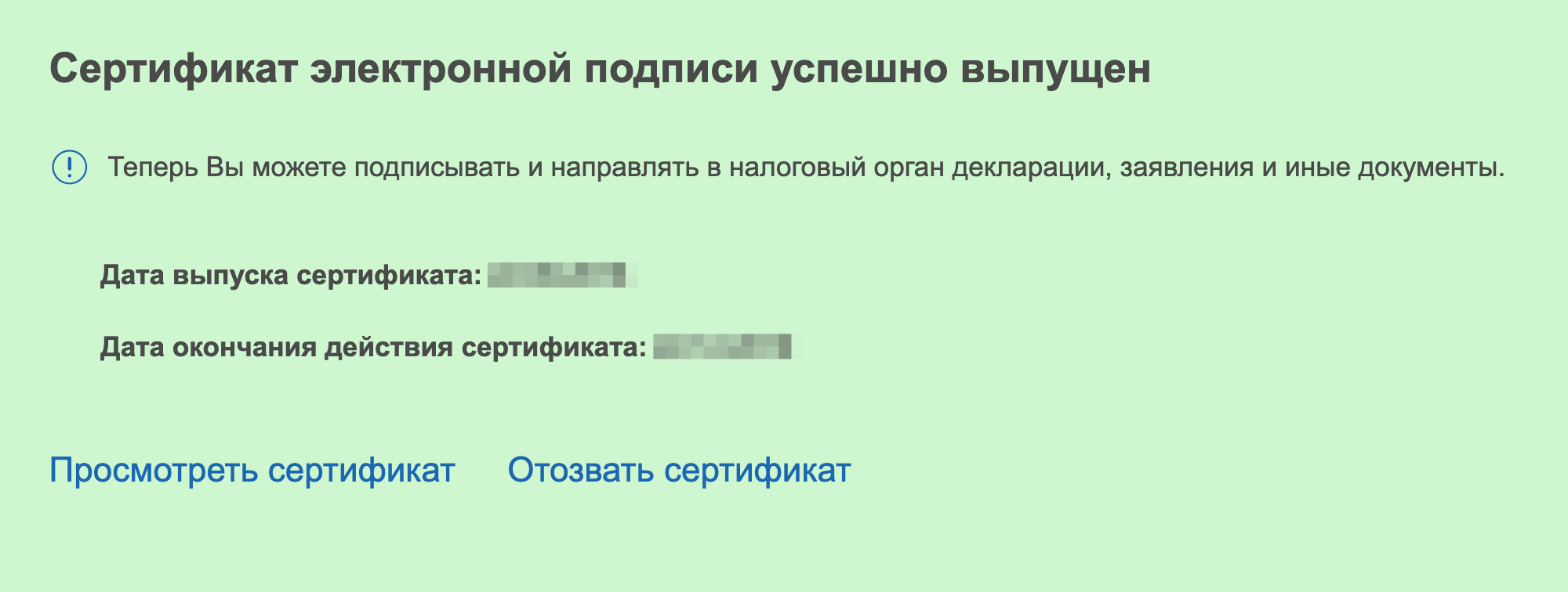 Когда подпись выпустят, появится такое поле. Значит, все получилось и можно заполнять декларацию