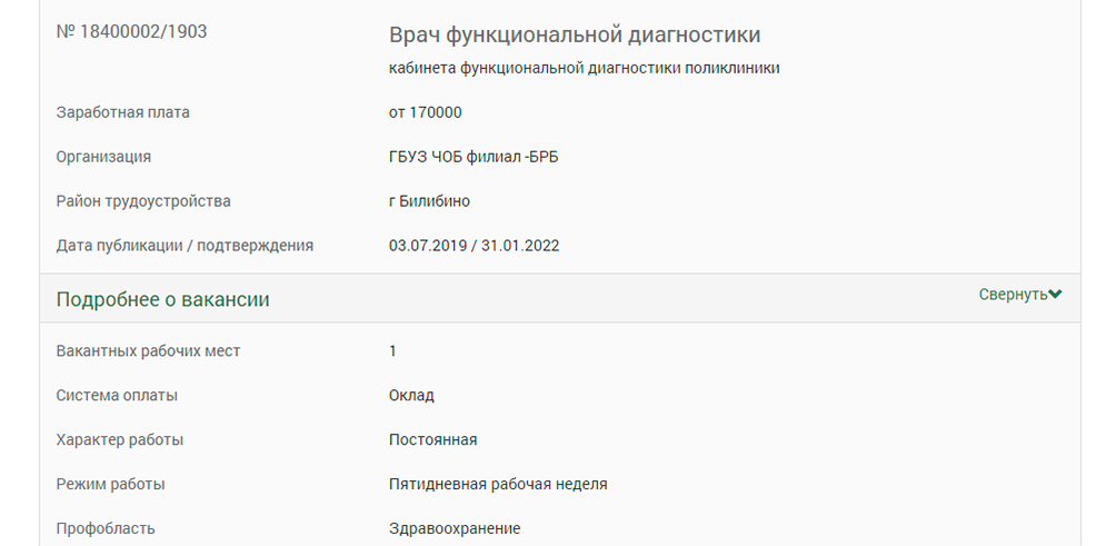 Врач функциональной диагностики получает от 170 000 ₽. Требования к квалификации серьезные