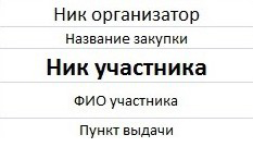 Этикетка. Наклеивается на упакованный заказ для участника