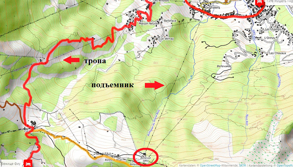 Способы добраться к маршруту из Les Houches на подъемнике или пешком