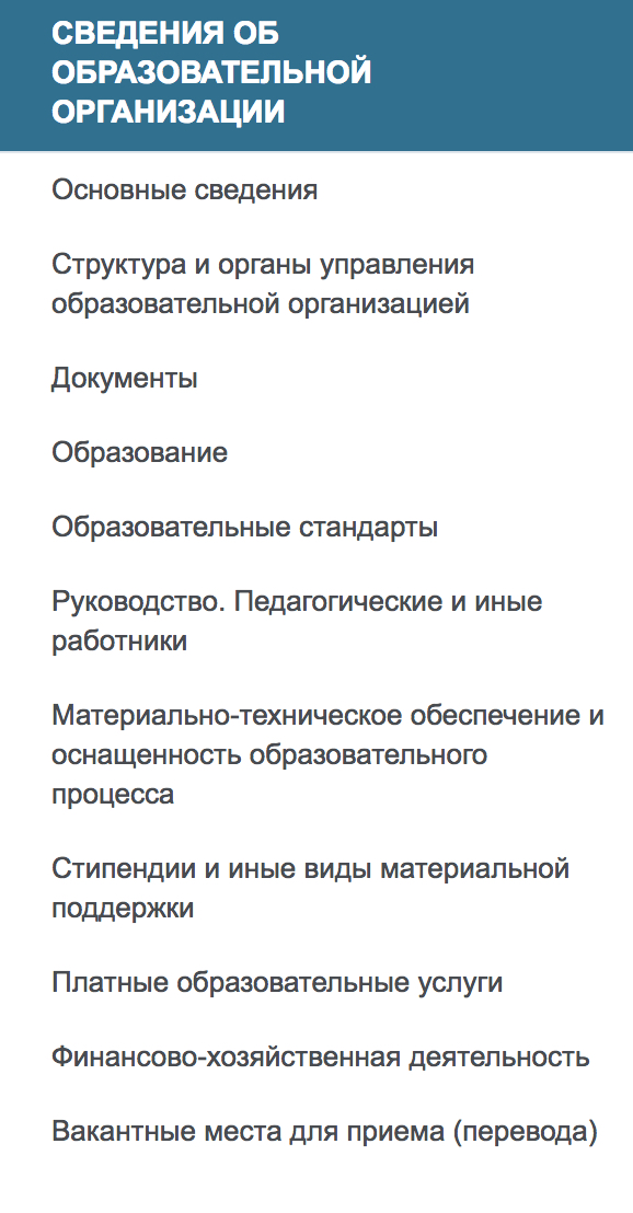 Эти разделы должны быть на сайте любого образовательного учреждения в России. И там всегда актуальная информация: это проверяют