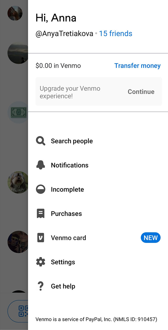 Так выглядит приложение Venmo