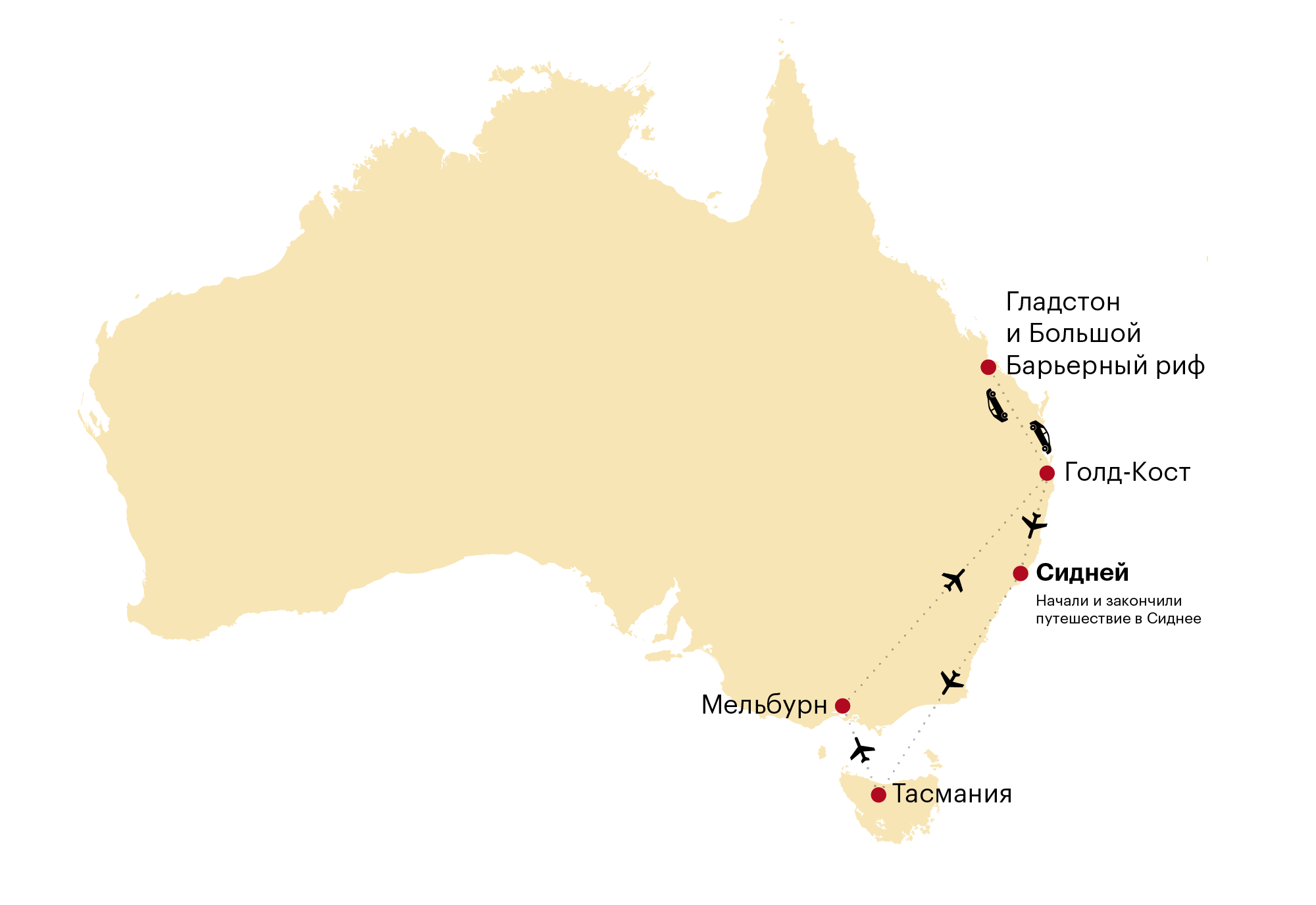 Наше путешествие по Австралии: Сидней — Тасмания — Мельбурн — Голд-Кост — Большой Барьерный риф — Голд-Кост — Сидней
