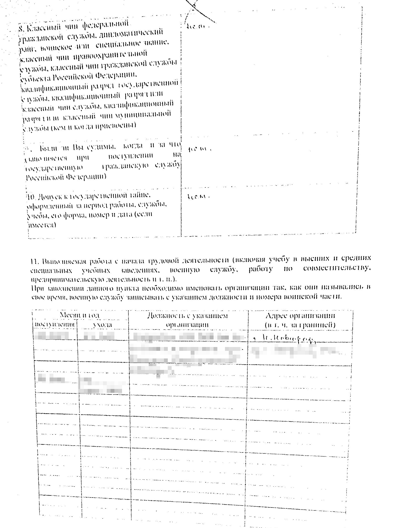 Анкета на госслужбу по уровню подробностей, которые надо предоставить, сопоставима с анкетой на визу Великобритании