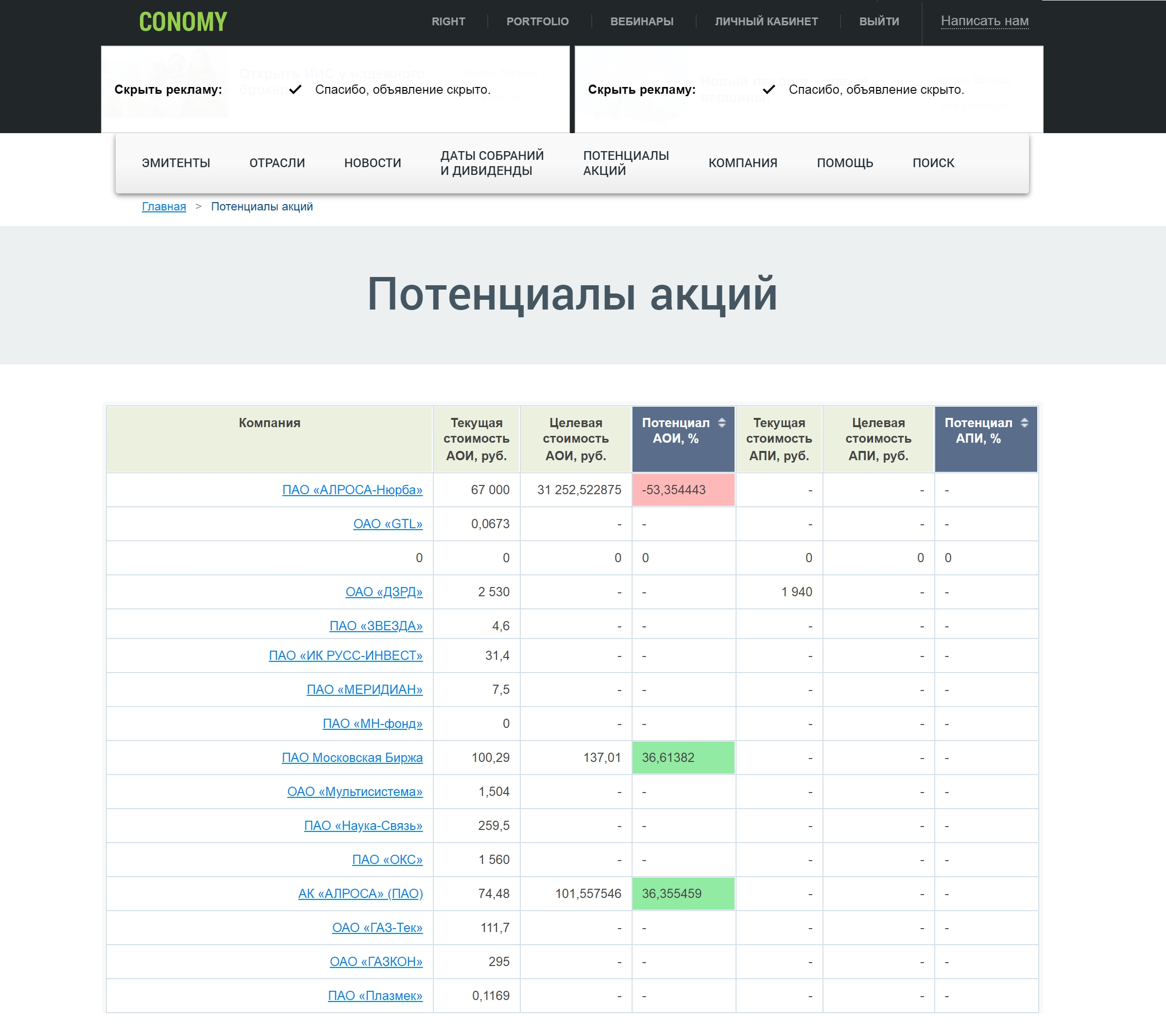 Интерфейс «Кономи»