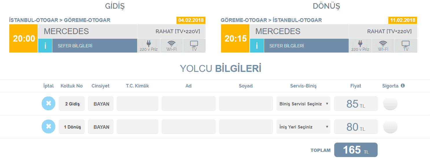 В Каппадокию можно доехать на автобусе за 9 часов и 165 ₺