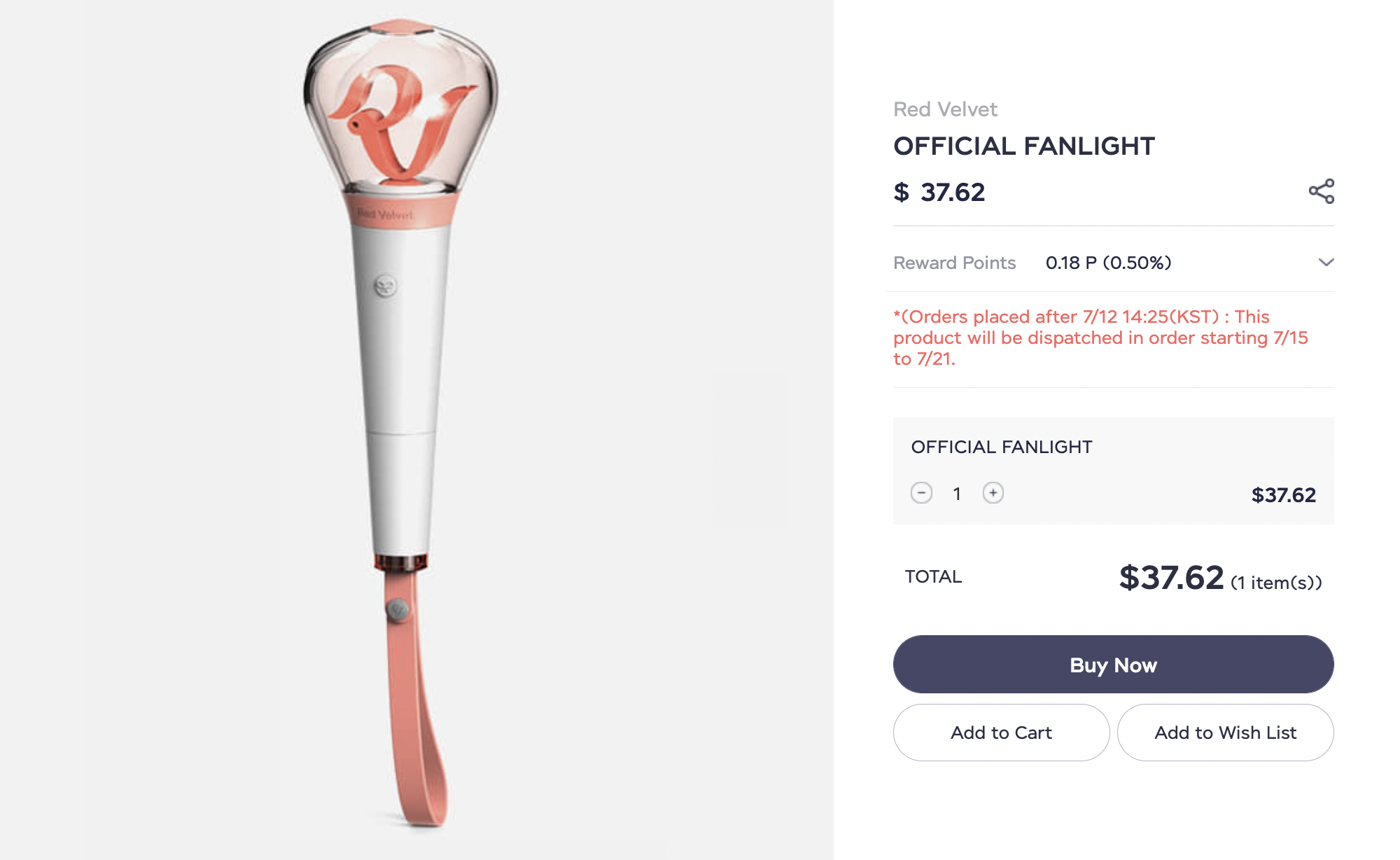 Лайтстик группы Red Velvet. Источник: smtownandstore.com