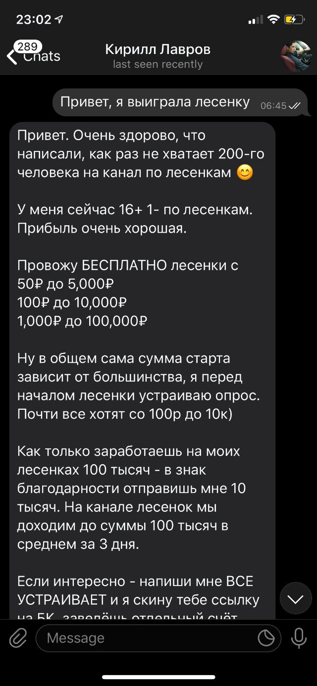 Кирилл пообещал золотые горы. Позабавило, что иногда он обращался ко мне в мужском роде: видимо, вставлял заготовленные фразы