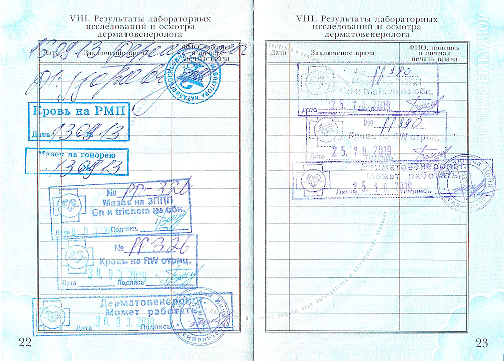 Страница с результатами анализов