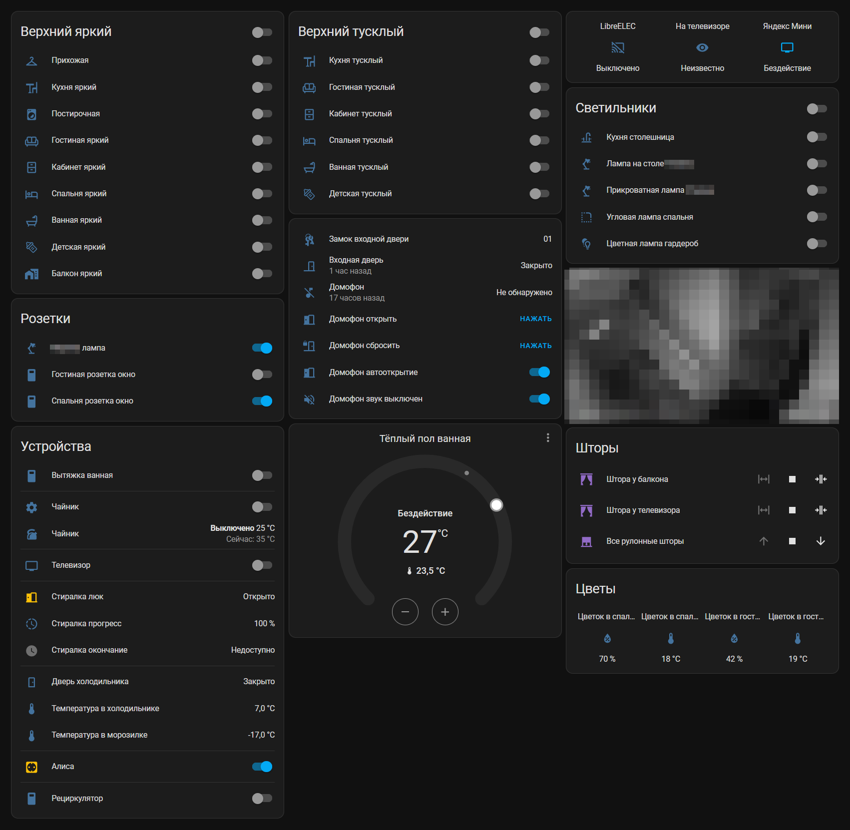 Так выглядит панель управления моим умным домом в браузере
