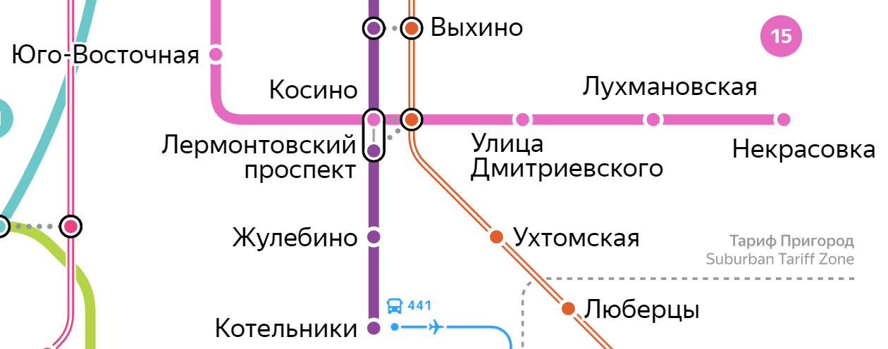 Мой дом находится примерно между «Лухмановской» и «Лермонтовским проспектом». Источник: yandex.ru