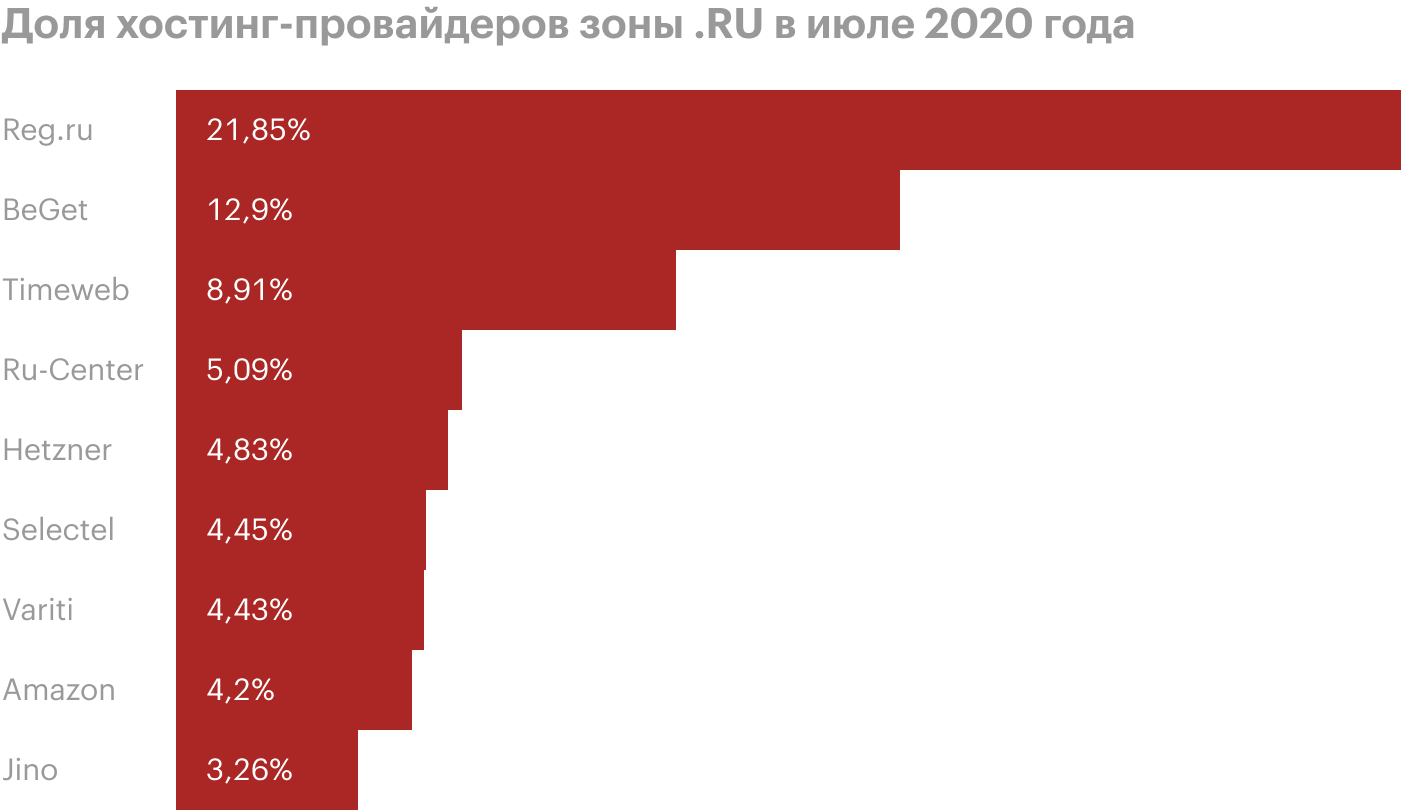 По статистике, 20% всех сайтов в зонах.рф и.ru используют хостинг от «Рег⁠-⁠ру». Вряд ли такой крупный провайдер внезапно исчезнет вместе с моим сайтом. Источник: statonline.ru
