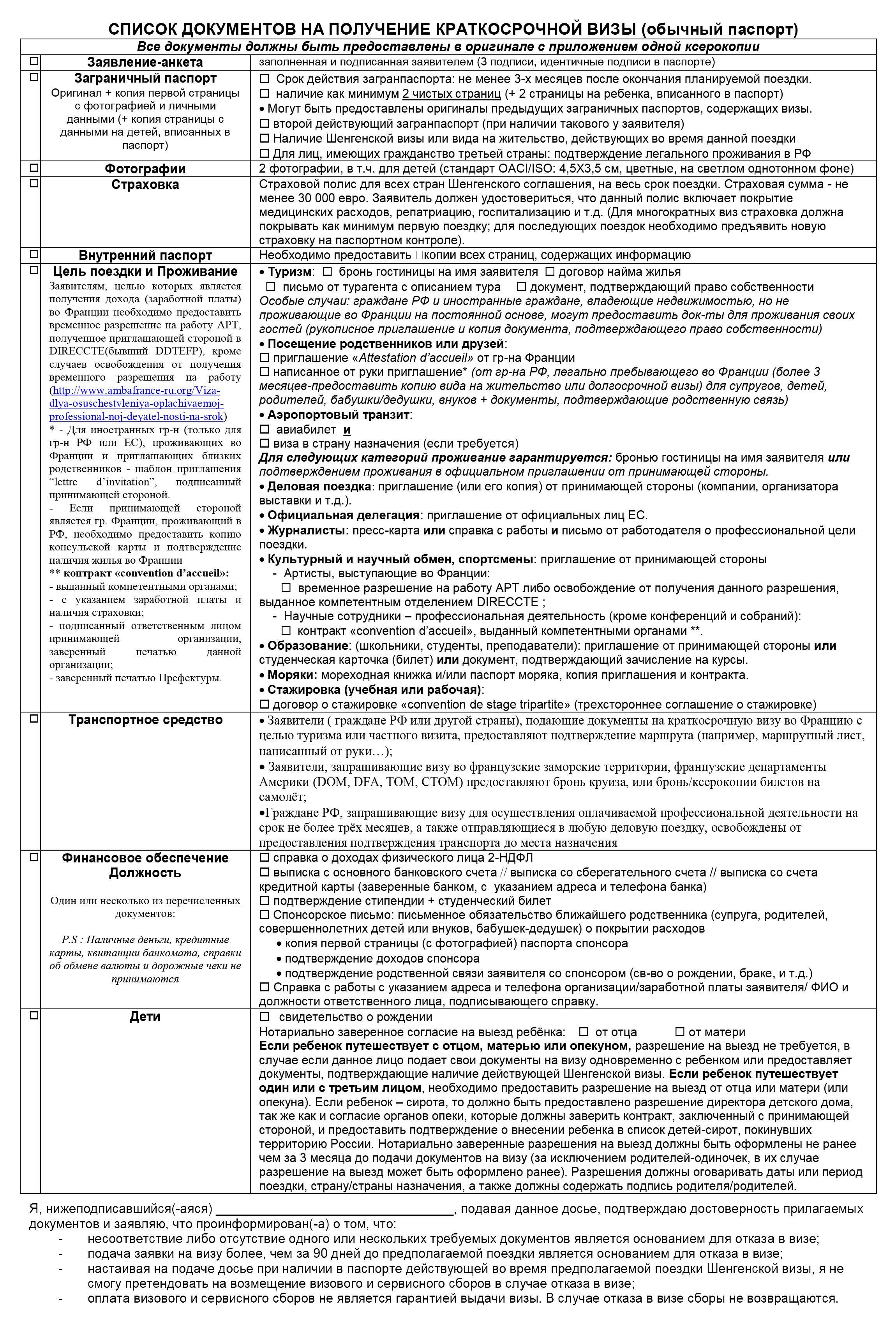 Чтобы уточнить, какие документы нужны для визы DFA, я написал в визовый центр Франции в Санкт-Петербурге по адресу infospb.frru@vfshelpline.com — мне выслали этот список