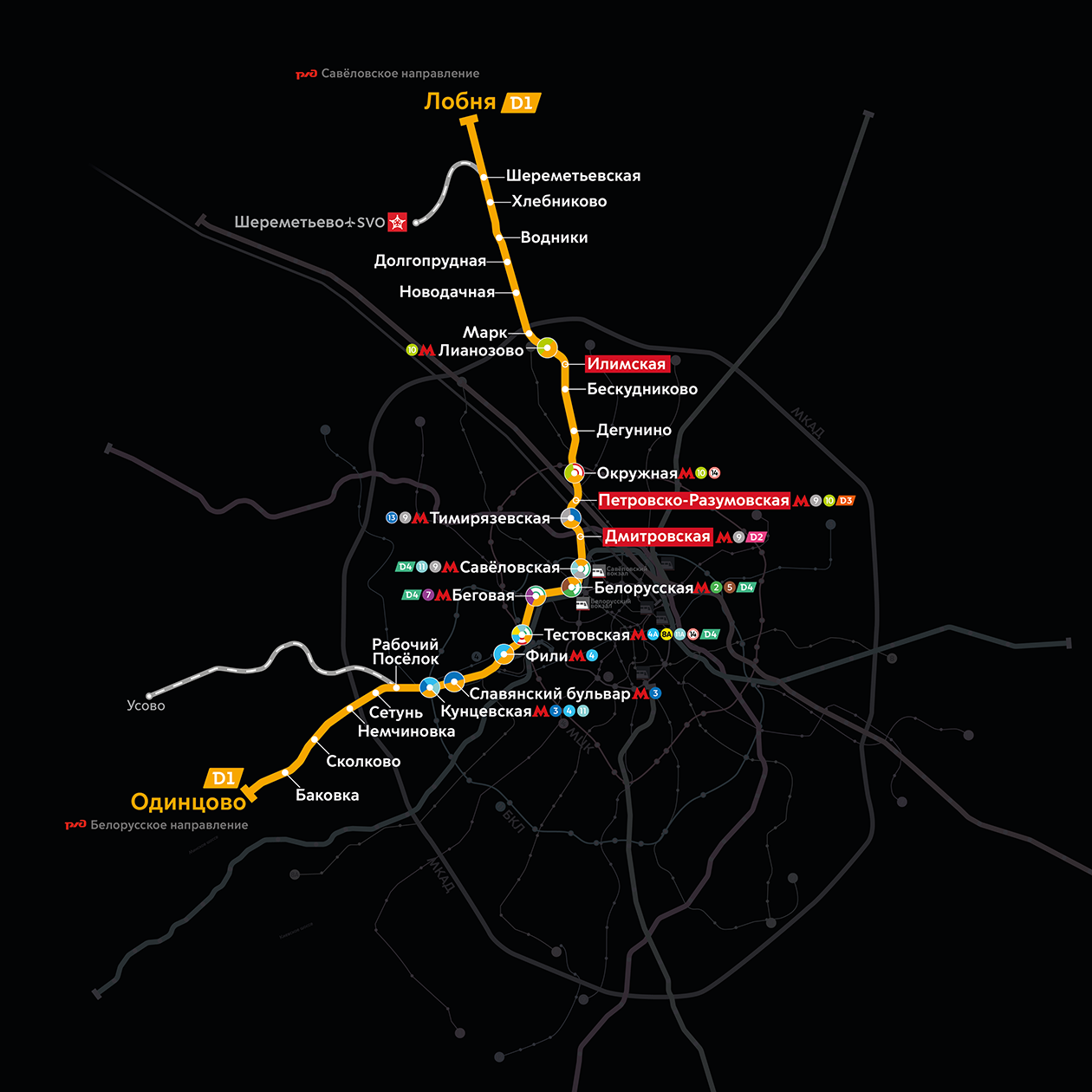 Так выглядит схема МЦД-1 в 2024 году. Источник: mcd.mosmetro.ru