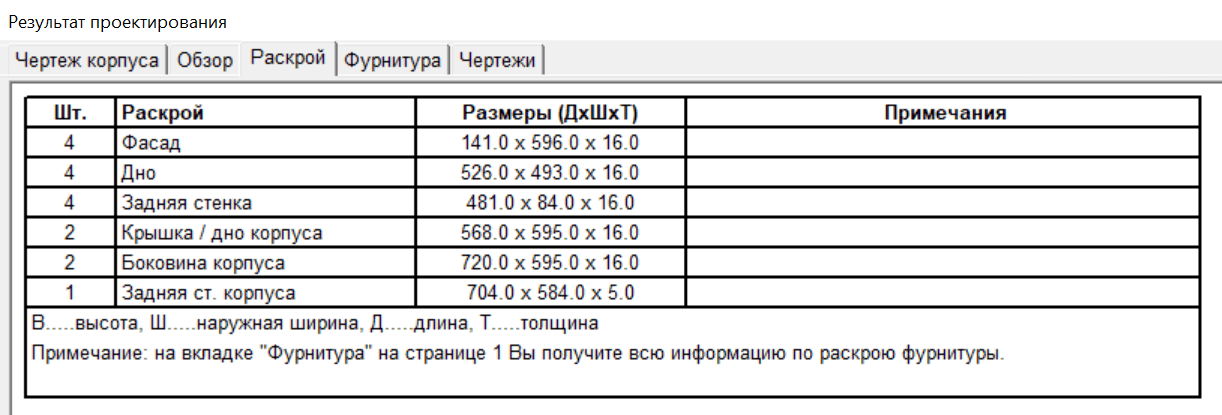 Конструктор выдаст размеры всех деталей