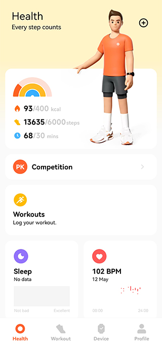 Так выглядит интерфейс приложения Mi Fitness на Android-смартфонах