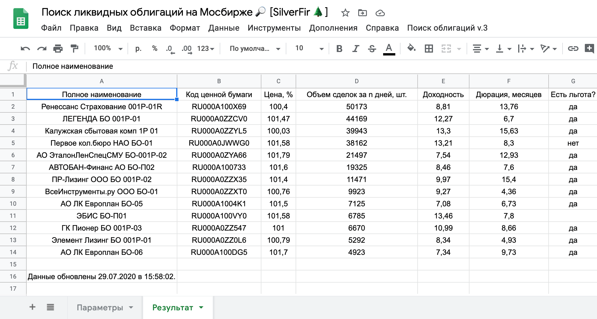 Результат работы скрипта