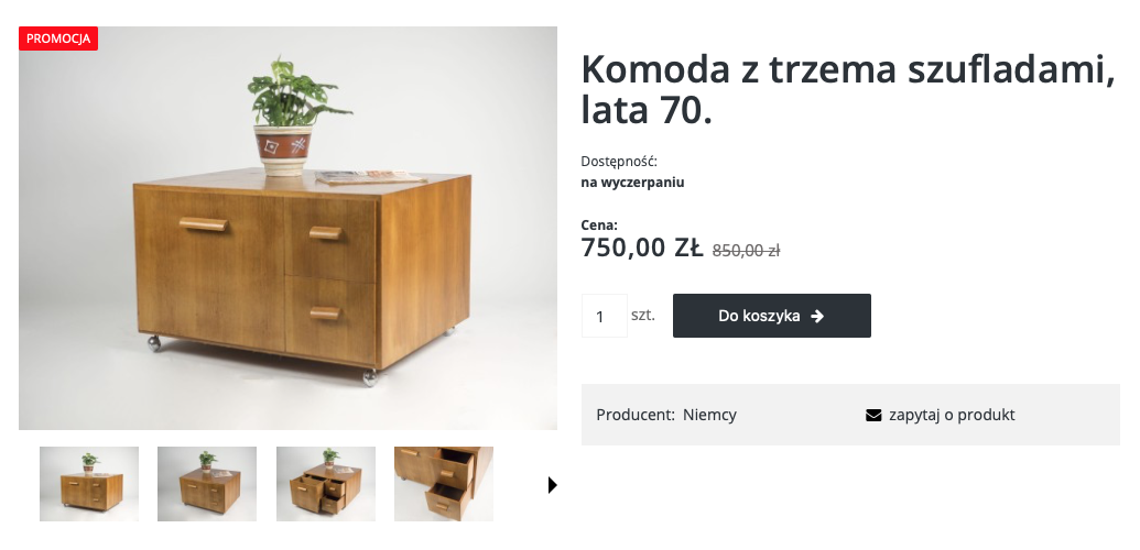 Отличный комод 1970⁠-⁠х годов за 750 PLN. Источник: rakietavintage.pl