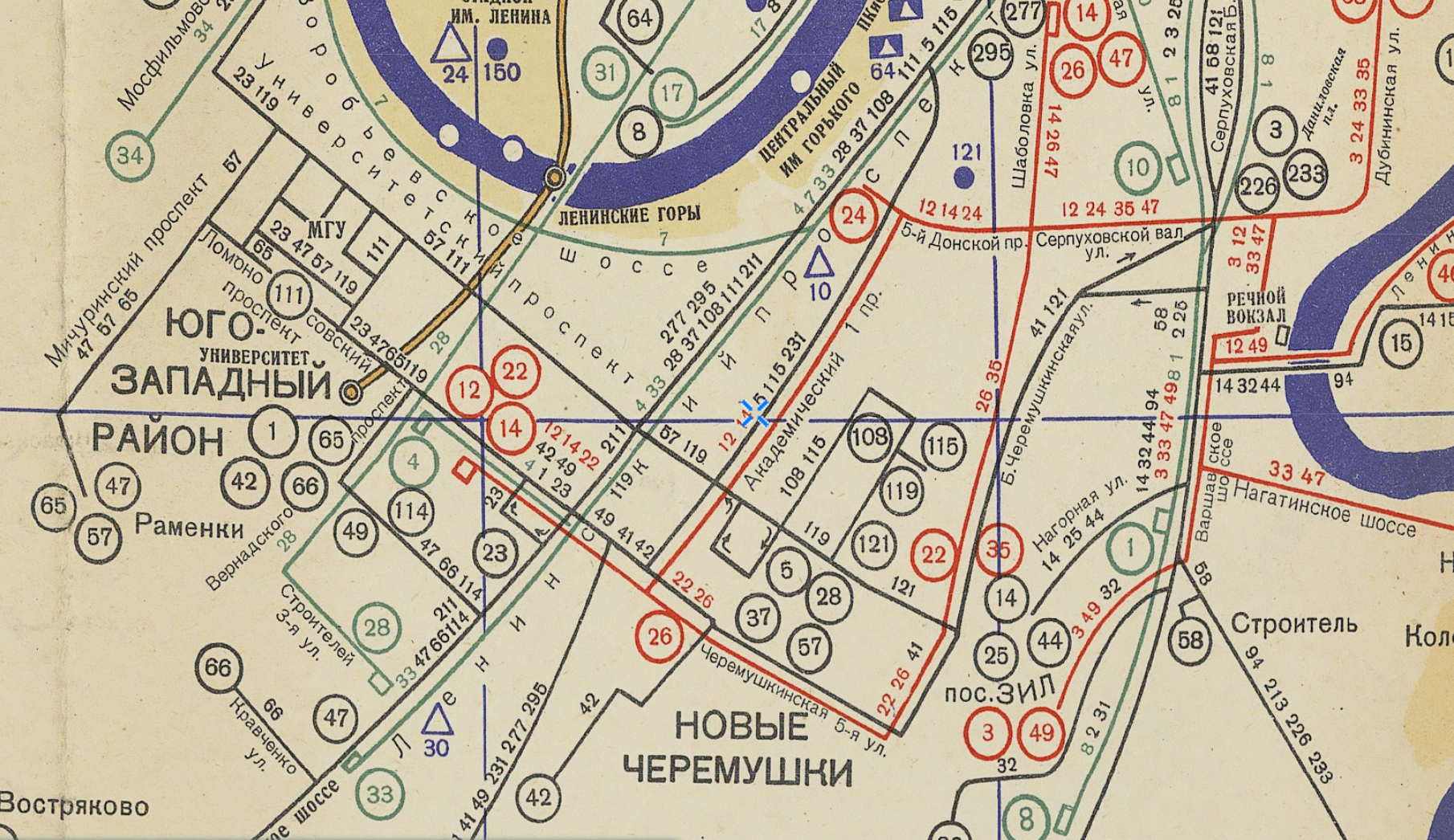 Автобусным маршрутам № 119 и 121 больше 70 лет: они есть на схеме маршрутов городского транспорта Большой Москвы 1961 года. Источник: etomesto.ru