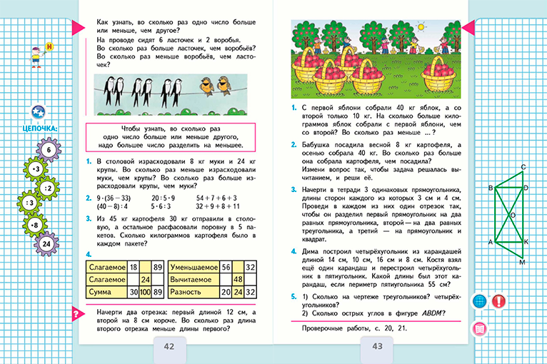 Примеры задач из учебника по математике для третьего класса