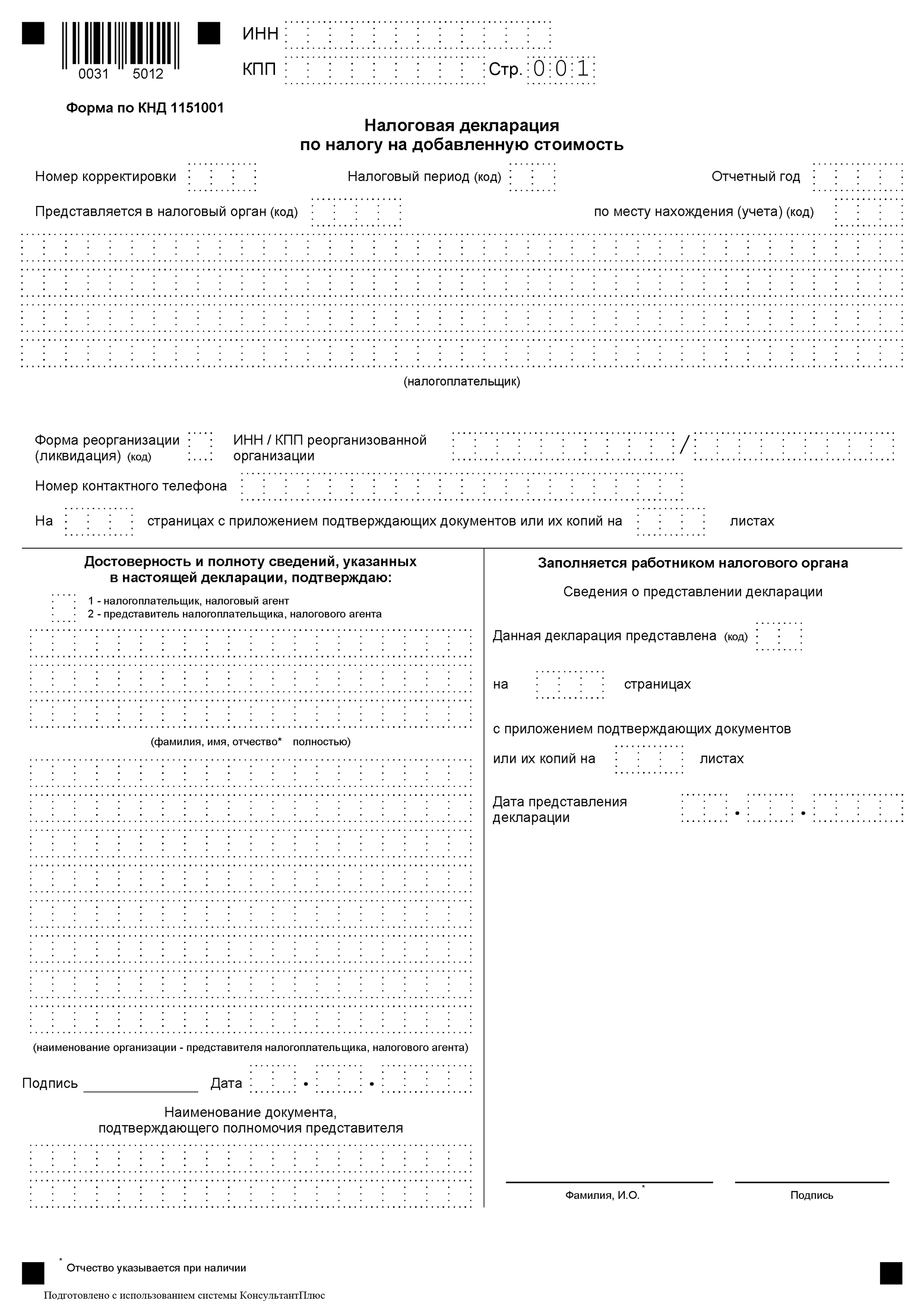 Так выглядит первая страница налоговой декларации. Всего в документе 11 страниц