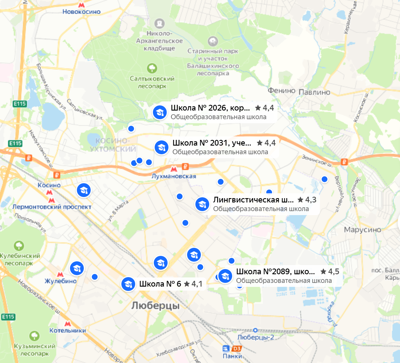 Плотная застройка многоэтажками привела к дефициту мест в школах и детских садах. Источник: yandex.ru