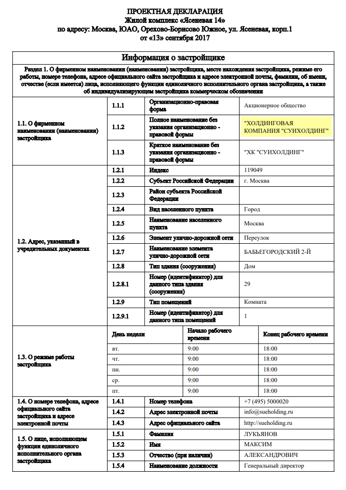 ЖК «Ясеневая 14» согласно сайту «Мск-гуру» и всем рекламным материалам строит ГК «ПИК». Но в проектной декларации фигурирует совсем другая компания