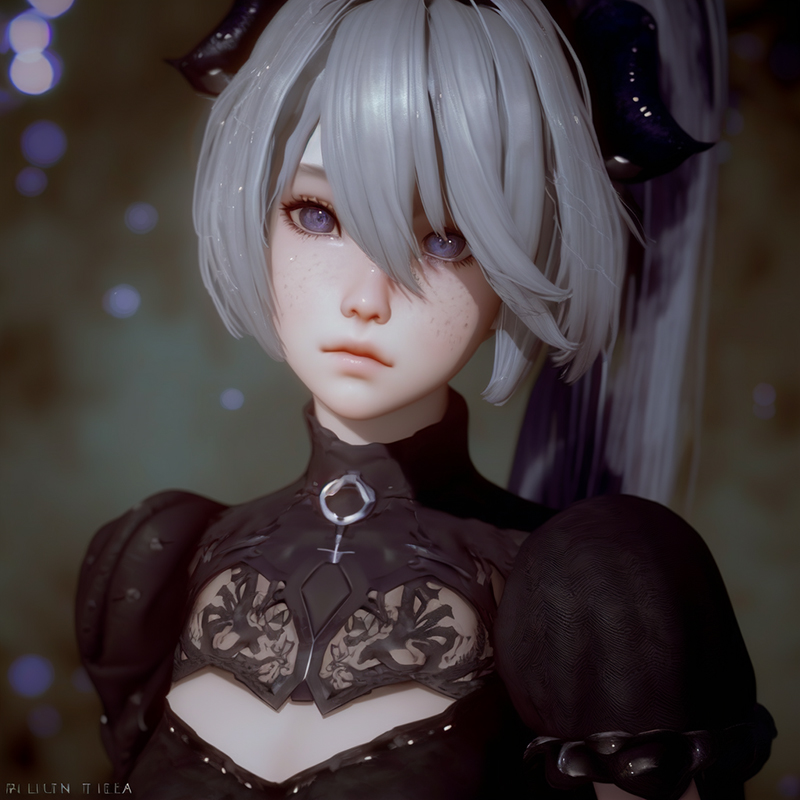 Картинка на основе того же фан⁠-⁠арта, но с другим запросом: 2B from Nier: Automata, detailed facial features, detailed eyes