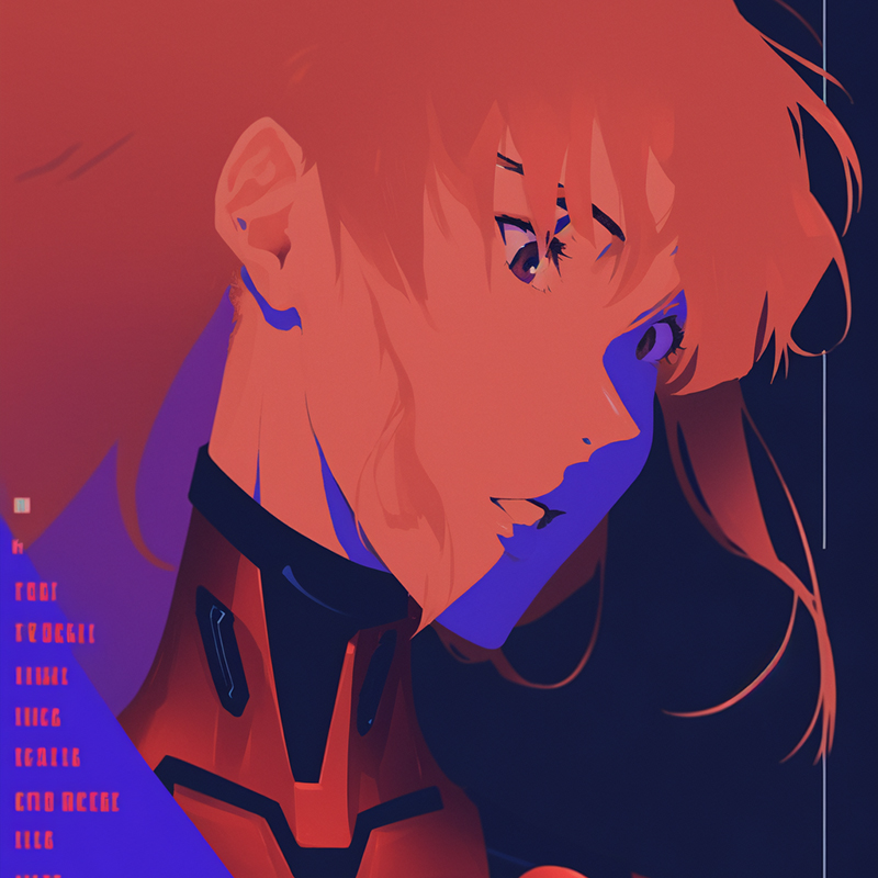 Картинка на основе постера с таким запросом: masterpiece, Asuka from Evangelion, poster art, design reference, aesthetically pleasing --ar 2:3