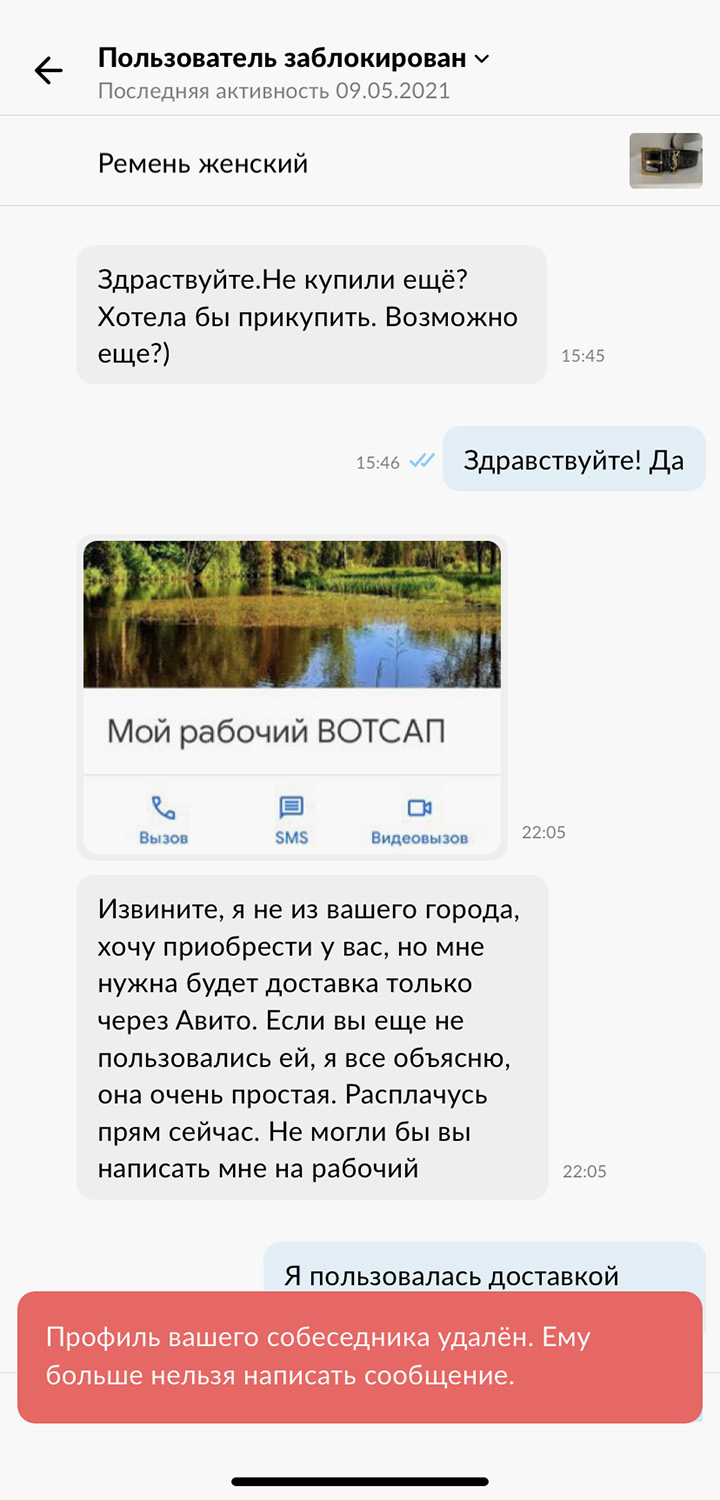 Я пользовалась «Авито-доставкой» раньше, поэтому знала, как устроена схема продажи, и не дала себя обмануть