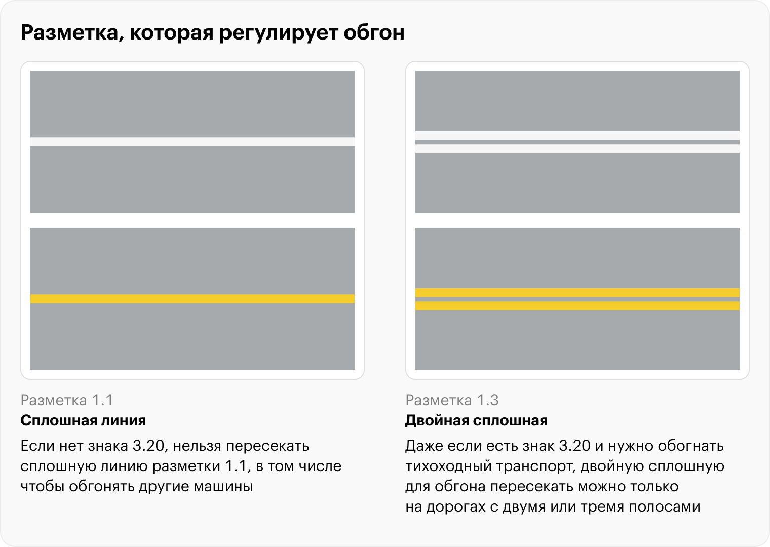 Дорожная разметка, регулирующая обгон