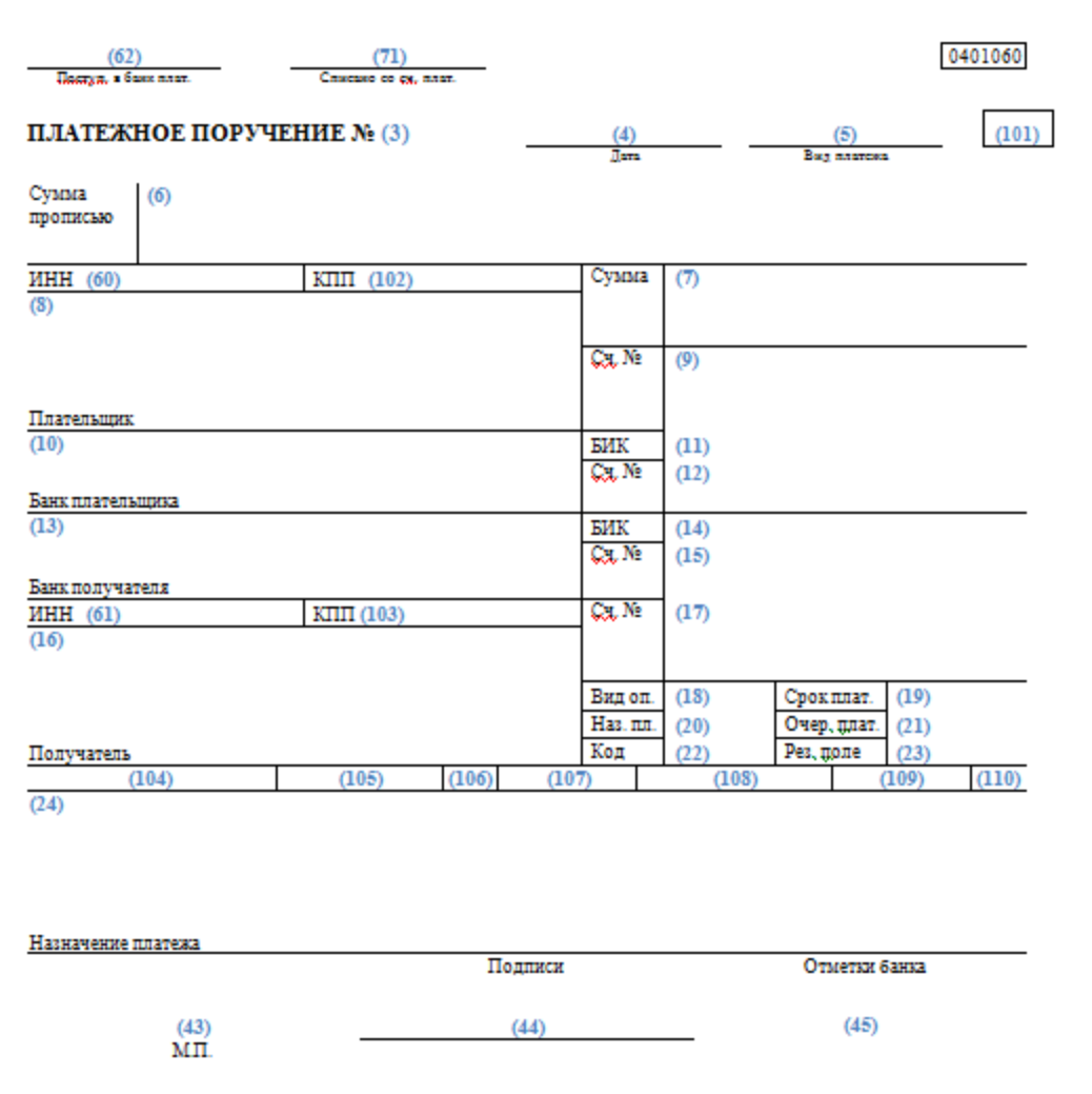 Вот как выглядит платежное поручение