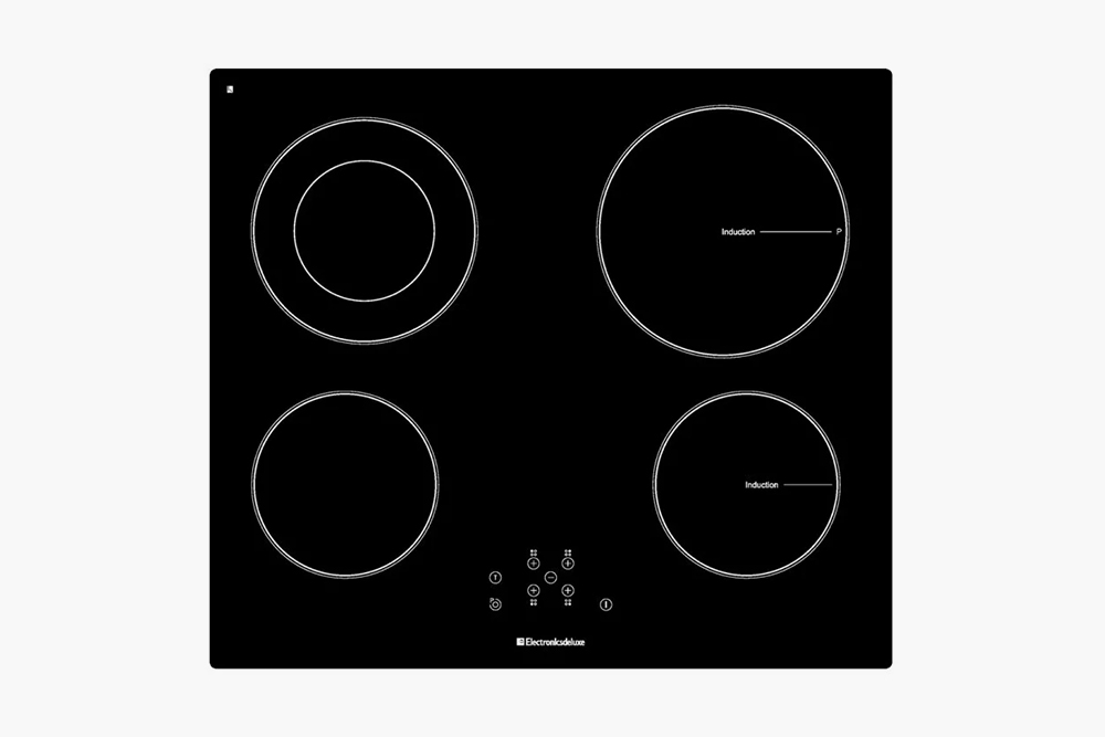 Современные варочные панели чаще всего выглядят именно так — стеклянная поверхность с нанесенными на нее контурами конфорок. Источник: «Яндекс-маркет»