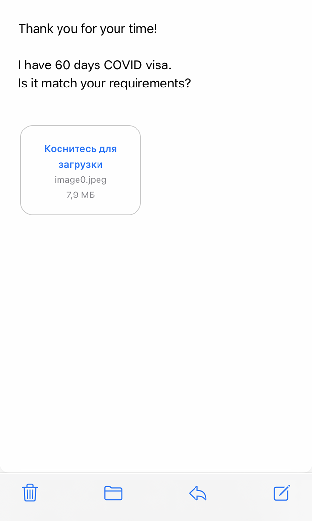 Ко второму письму я приложила фото своего паспорта
