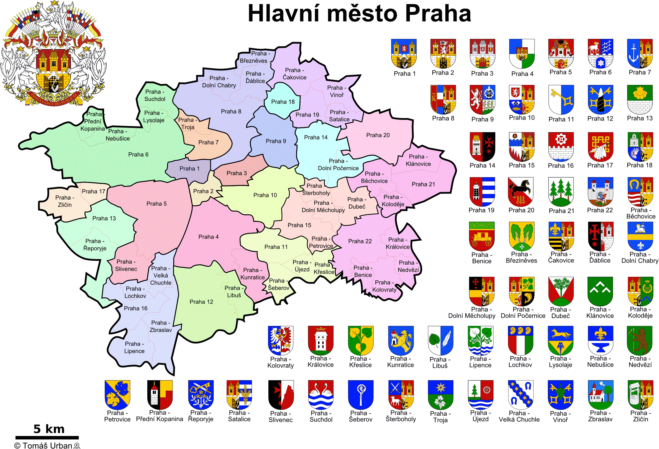 Карта районов Праги