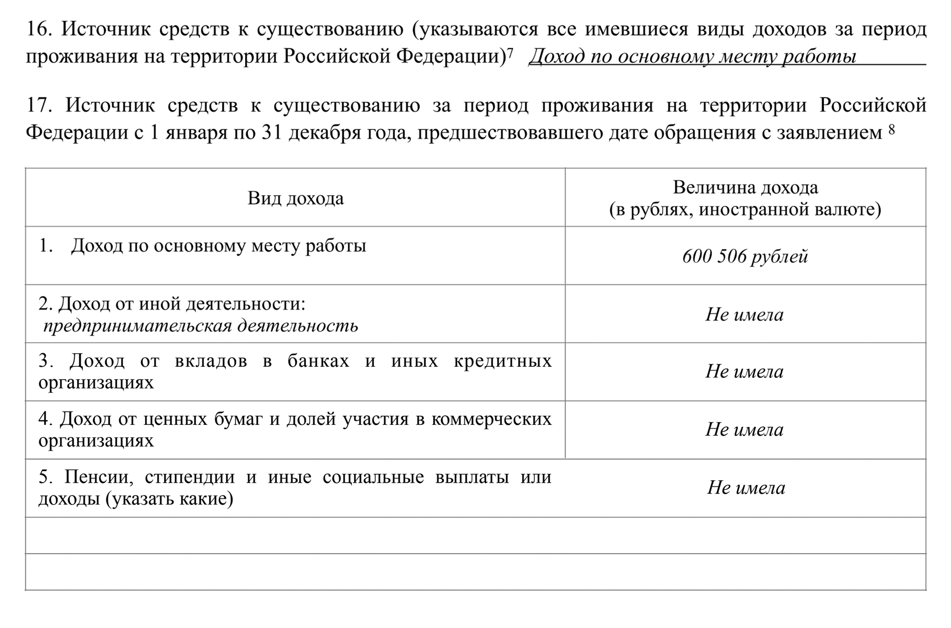 Если вы не работаете, то доход можно подтвердить вкладом в банке. Совсем без дохода гражданство вам не одобрят