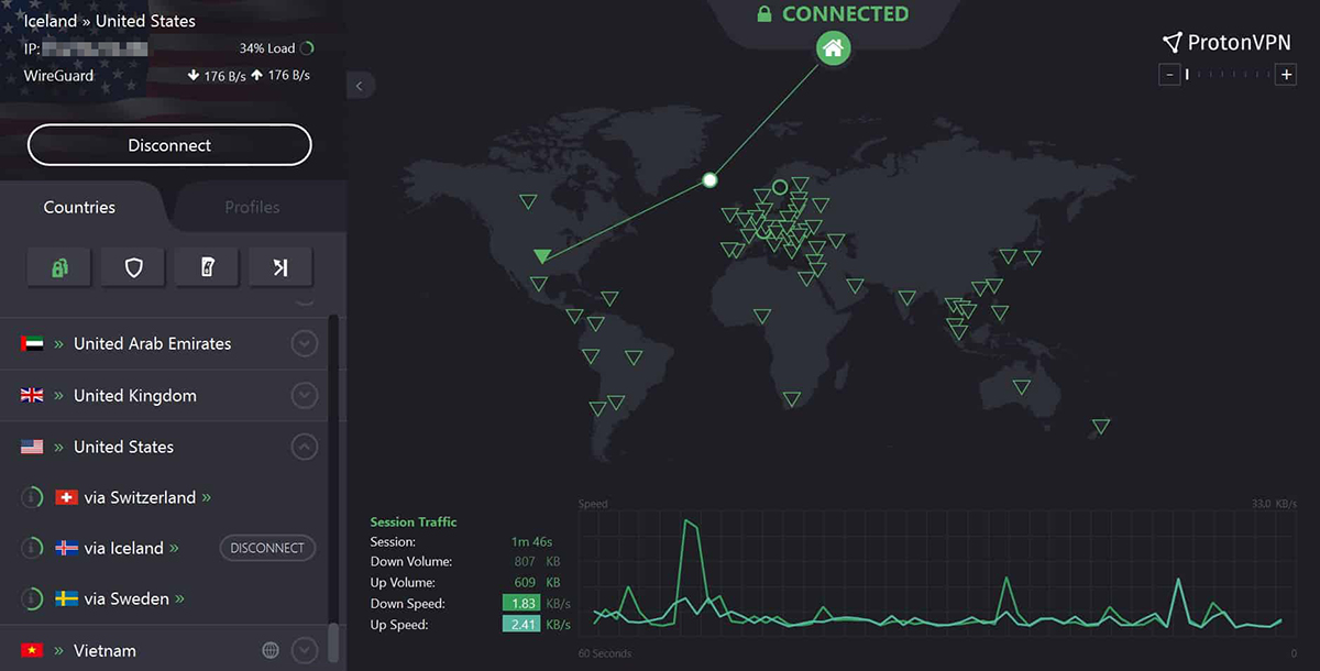 Интерфейс ProtonVPN. Источник: toomanyadapters.com