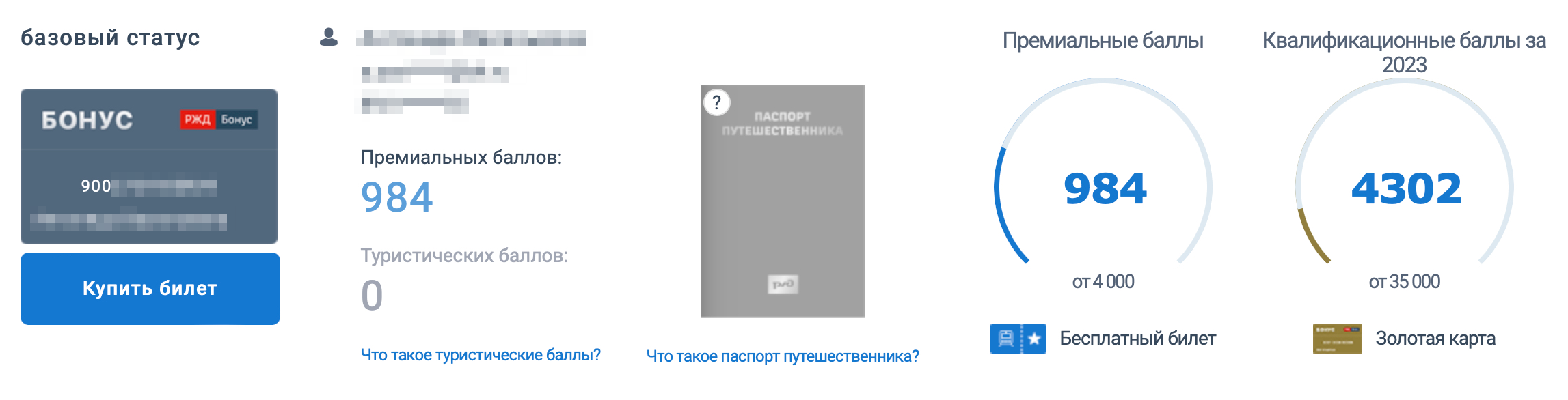 В личном кабинете премиальные и квалификационные баллы указаны отдельно. Квалификационных больше, потому что премиальные пользователь уже потратил на бесплатный билет