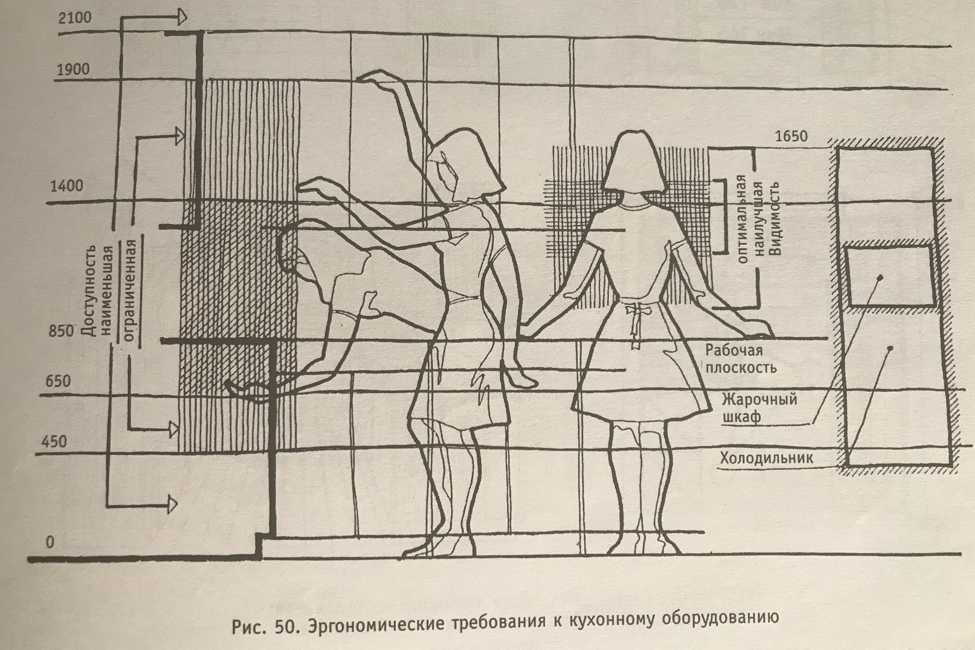 Эргономические требования к кухне из книги «Эргономика в дизайне среды»