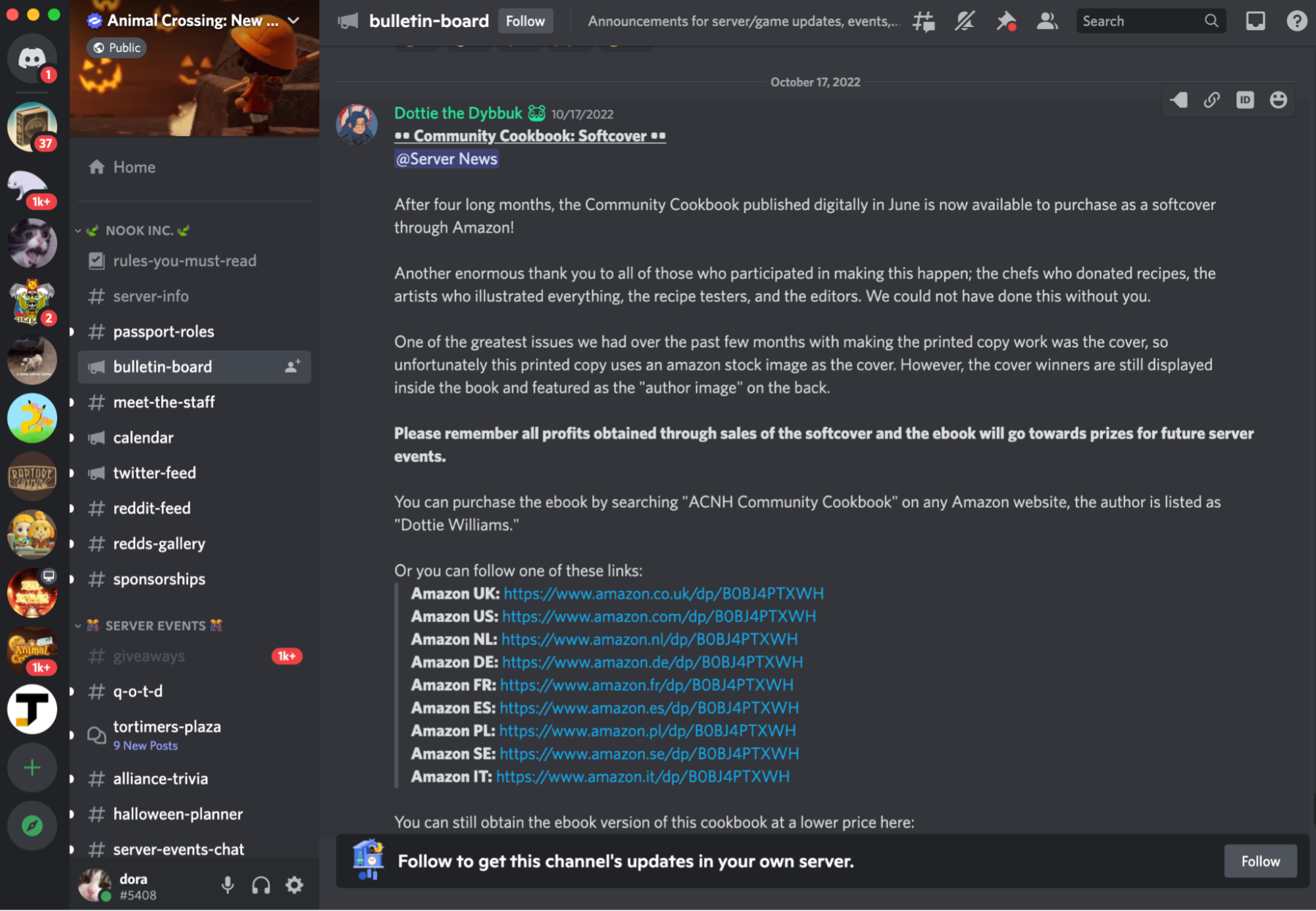 Сервер по игре Animal Crossing в Discord