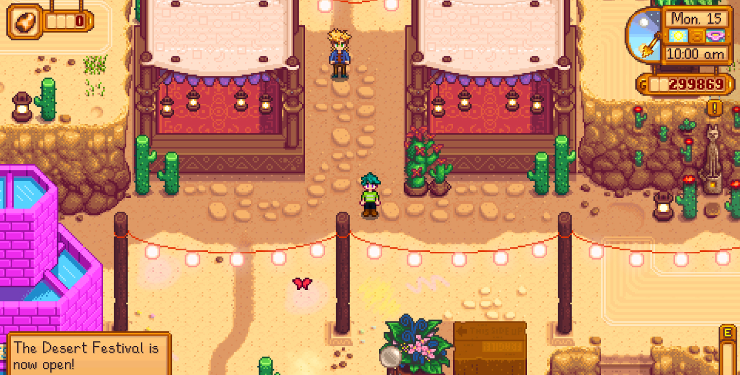 Палатки фестиваля в пустыне. Кадр: stardewvalleywiki.com