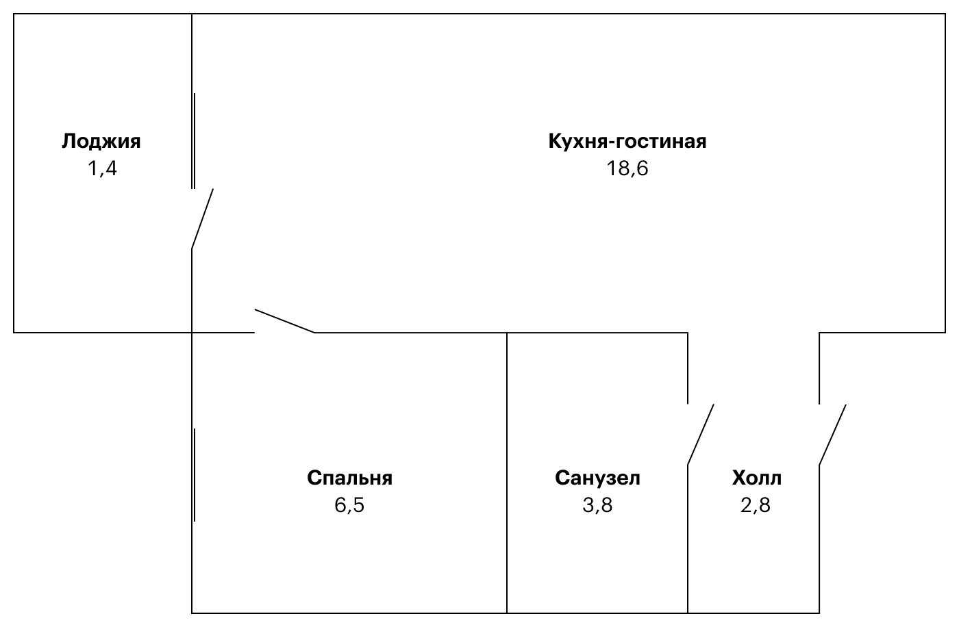 Вот так выглядит моя квартира на схеме. Маленькая и скромная, но будет уютно