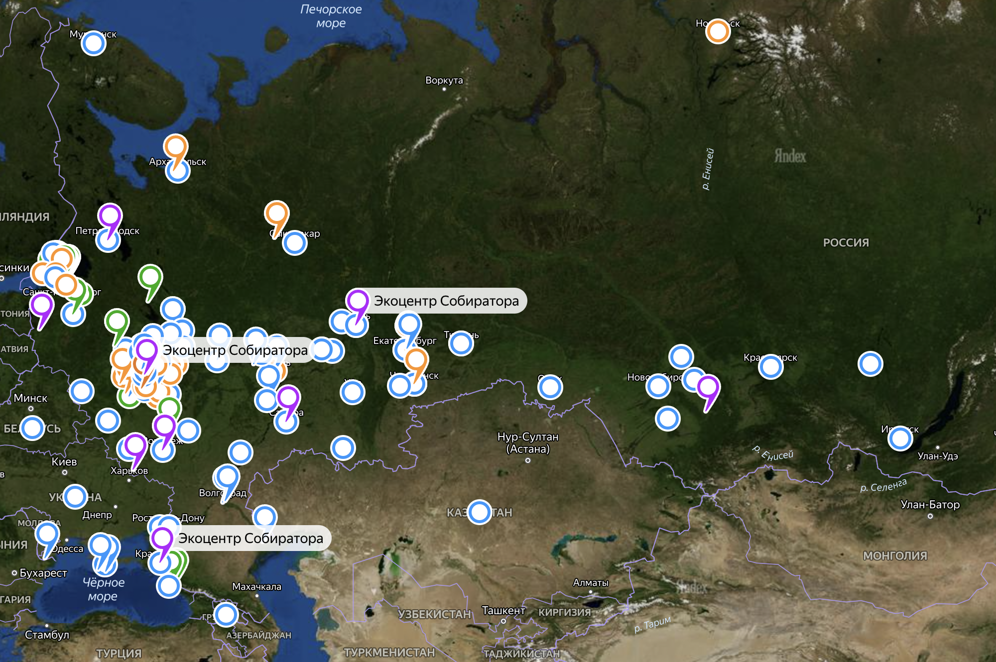 Карта экологических инициативных групп России и других стран на «Яндекс-картах»