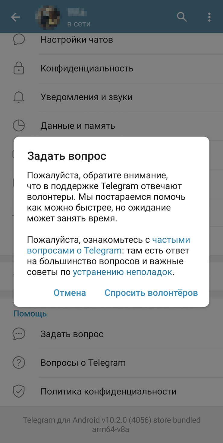 Прежде чем предоставить доступ к боту поддержки, вас попросят ознакомиться с «Часто задаваемыми вопросами»