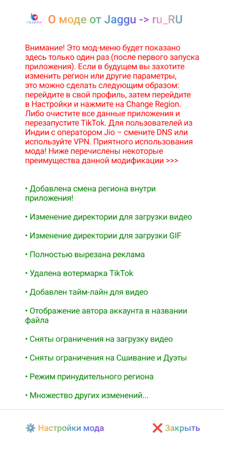 Таким окном встречает «Тикток» в версии Jaggu