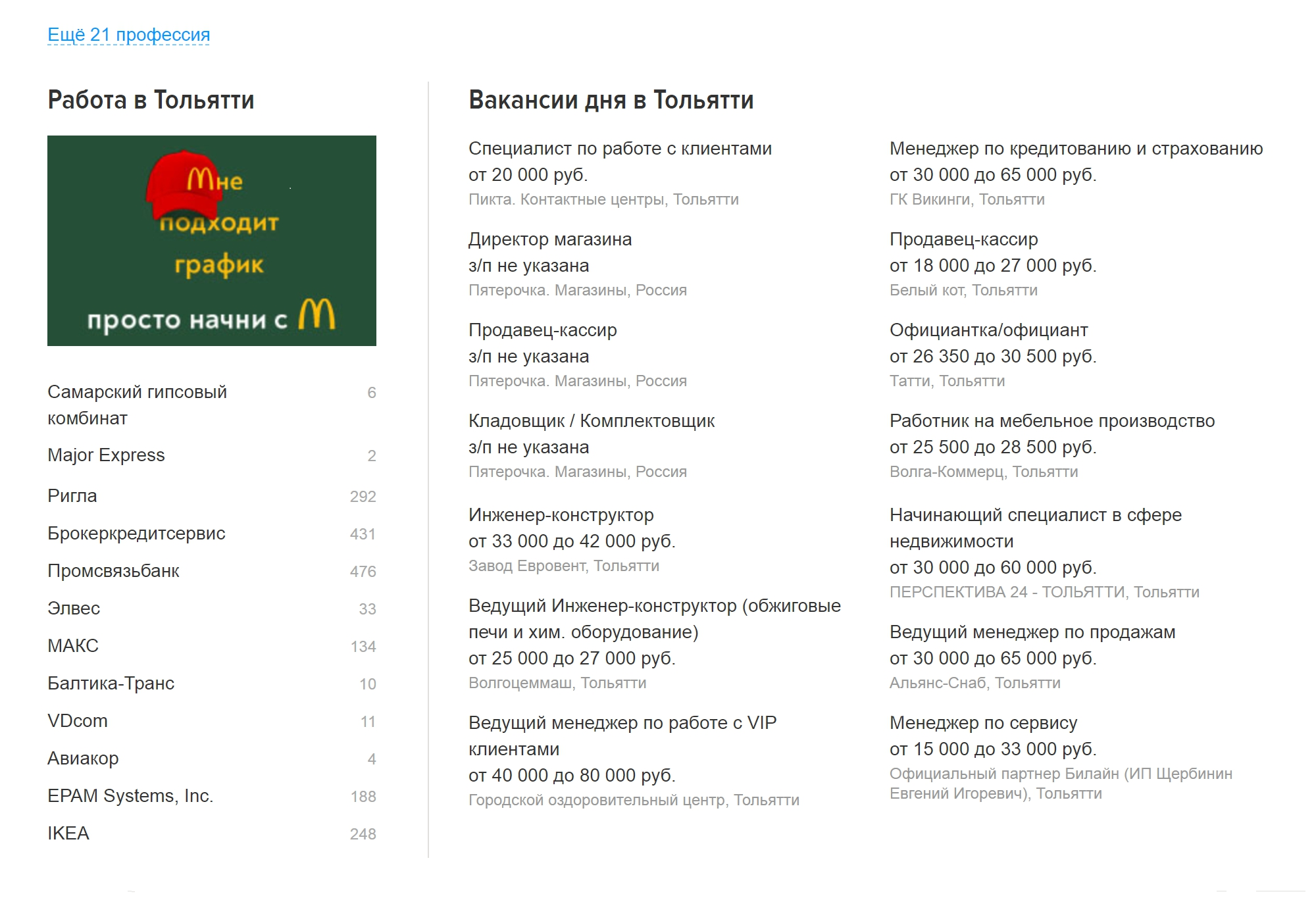 На «Хедхантере» хирургу в Тольятти предлагают зарплату от 40 000 ₽, электромонтеру и сварщику — от 30 000 ₽