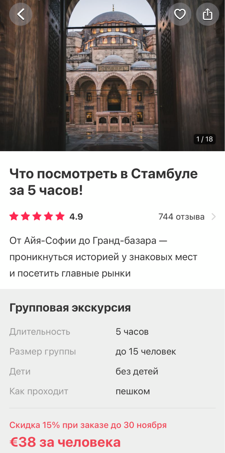 В Стамбуле можно отправиться на сотни экскурсий, например на пятичасовую прогулку по городу с местным гидом