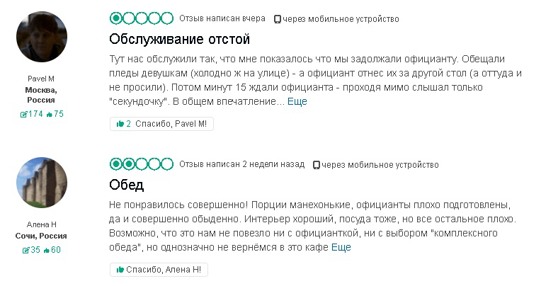 Но весь последний месяц его только ругают. Может быть, у ресторана сменился владелец или шеф-повар